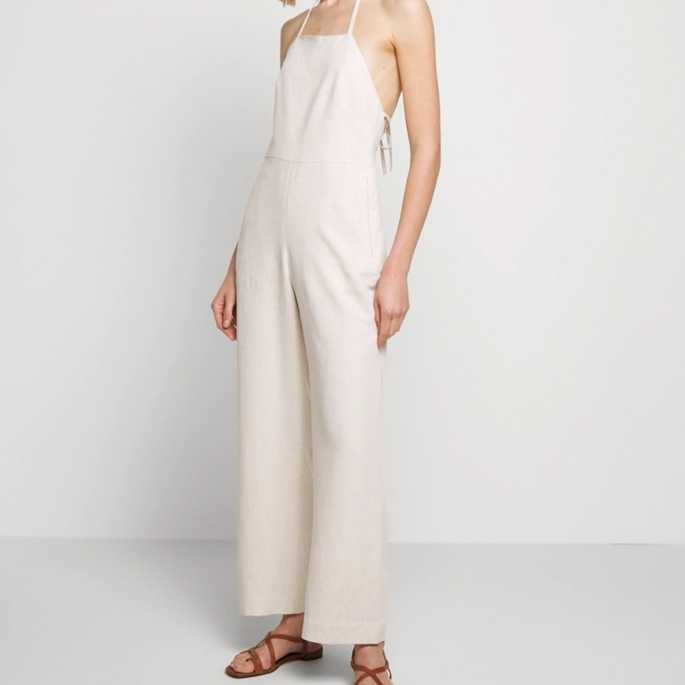 NEW! Club Monaco Backless Jumpsuit in Natural Color Size 10